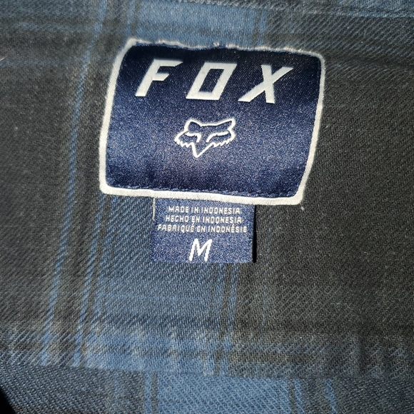 Fox Racing Plaid Flannel Long Sleeve Medium Blue Black Y2K - Picture 4 of 9